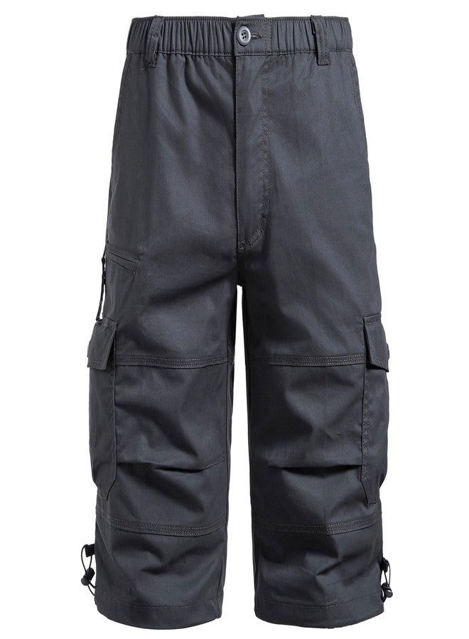 Mylldey Men's Cargo Shorts 3/4 Relaxed Fit Mens Running Shorts 7 Pockets Elastic Waist Cotton Hiking Shorts (Grey, 4XL) - Image 3